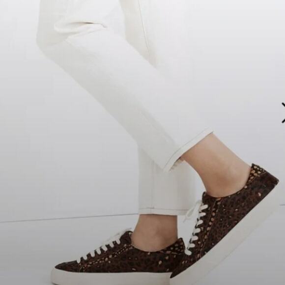 Madewell Sidewalk Low-Top Sneakers Painted Leopard Color Block Calf Hair 6.5M - Picture 16 of 16